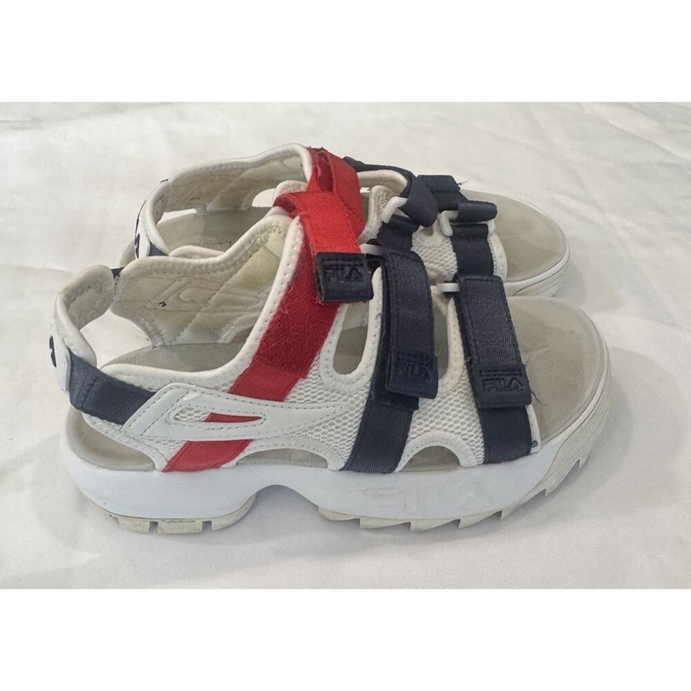 Fila Disruptor Sandals Women's Sz 6 Strappy Chunky Platform White Navy Red